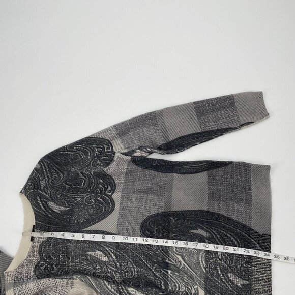 Talbots Gray Paisley Checkered Cashmere Sweater Womens Size Medium FLAWED - Picture 8 of 9
